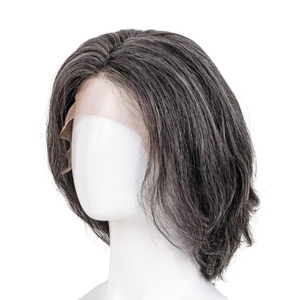 Perruques Lace Front en <span class=keywords><strong>Cheveux</strong></span> Humains Faith Salt and Pepper, Perruque 4x4 Skin Top pour Femmes, Postiches en <span class=keywords><strong>Cheveux</strong></span> Remy Soyeux pour un Volume Mature - Product Image 1