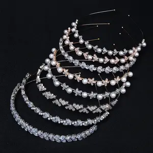 Party Sparkle Haarband Zirkon Perle Mode Mädchen Kopfschmuck YiWu Haar Zubehör Großhandel mesh braut headwear Haar Band