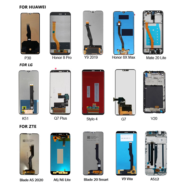 Original Phone Parts Lcd Screen for Huawei Y6 2019 Y6 2018 Y7 2018 Y7 2019 Y6P Y7P Lcd Touch Digitizer Display Replacement