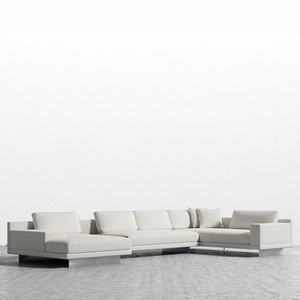 Vải Trắng Phòng Khách Cắt Ghế <span class=keywords><strong>Sofa</strong></span> Gỗ Cứng Khung Và Rắn Thép Không Gỉ Chân Cắt Ghế <span class=keywords><strong>Sofa</strong></span> - Product Image 5