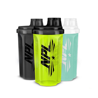 Bouteille shaker en plastique sans BPA personnalisée de 700 ml (24 oz), anti-fuite, pour la salle de sport, les sports, les protéines en poudre, avec impression de logo