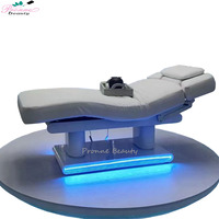 Table de traitement électrique hydraulique chauffante pour salon de beauté moderne, avec surmatelas en cuir véritable et mousse à mémoire de forme, pour massages faciaux et spa