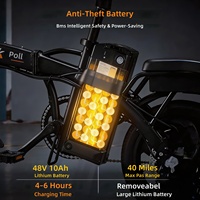 Vélo électrique pliable à six suspensions de 14 pouces, vélo électrique pour adultes, 48V, lithium, acier à haute teneur en carbone