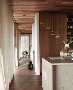 <span class=keywords><strong>Cuisine</strong></span> îlot en béton sur mesure, rangement ouvert, appareils électroménagers encastrés, finition mate, portes cachées - Product Image 4