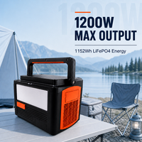 Station d'alimentation portable LiFePO4 multi-sorties 1200W 1152Wh, générateur solaire pour camping, camping-car et secours d'urgence