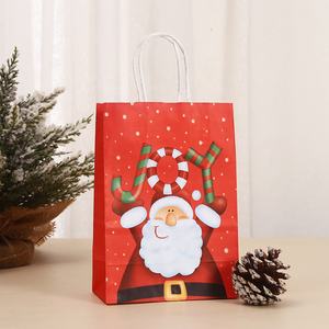Caja impresión compras Santa Claus <span class=keywords><strong>padre</strong></span> regalo de Navidad papel bolsa de transporte embalaje con asa - Product Image 5