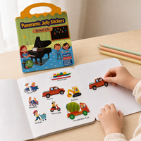 Livre d'autocollants en gelée TPE à motifs de dessins animés, réutilisable, étanche, écologique, portable, pour enfants, fournitures scolaires, personnalisable