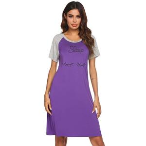 Camisón de Verano para Mujer, Modal, con Estampado de Letras, Color Contrastante, Ropa Casual para el Hogar, <span class=keywords><strong>Pijamas</strong></span> para Mujer - Product Image 5