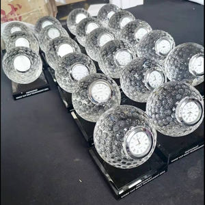 Fournitures d'usine Pujiang K9 horloge trophée de golf en cristal gravée au laser personnalisée libellés personnalisés Souvenirs de golf - Product Image 6