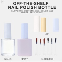 2026 Flacons vides de vernis à ongles gel de luxe 10 ml, en verre rose, avec couvercle et pinceaux, personnalisables avec logo OEM/ODM, haute qualité