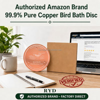Disque de bain d'oiseaux en cuivre pur à 99,9 % de 10 cm, plaque purificatrice d'eau gravée au laser de 0,6 mm, support à trois points pour nettoyeur de bain d'oiseaux extérieur