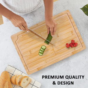 Gl Tùy Chỉnh 3Pcs Chặt Khối Tre Bằng Gỗ Thiết Lập Thớt Hội Đồng Quản Trị Với Nước Trái Cây Rãnh - Product Image 5