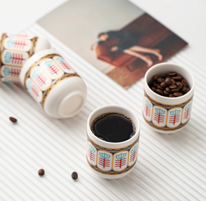 Service à thé en porcelaine fine arabe, motif floral traditionnel musulman, doré, blanc, sans BPA, compatible lave-vaisselle, 200 ml - Product Image 2