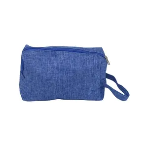 Bolsa de cosméticos de lona azul con cremallera impermeable de viaje de algodón personalizado con forro Bolsos De Mujer vieja China Bolsos De Mujer