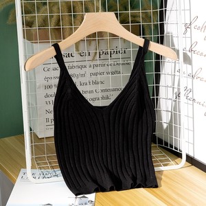 Dệt Kim Gân V Cổ Tank Top Vest Sexy Backless Không Tay Crop Tops Nữ 20223 Mùa Hè Rắn Yếm Trong Phụ Nữ Quần Áo - Product Image 3