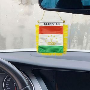 Custom TAJIKISTAN Satin Pennant Flag Car Mini Flag <b>Banner</b> with Yellow Tassels - Product Image 2