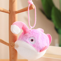 Uionen Porte-clés de couple lumineux en peluche en forme de poisson-lanterne, tissé, imprimé UV, écologique, pendentif, poupée magnétique attrape-souris