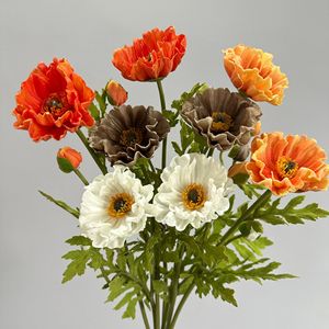 Flores Artificiales de Amapola Meng Jie, Blancas, Naranjas, Color Café, Coral, Ramo Individual, PU Realista, Decoración para el Hogar, Accesorios para Bodas - Product Image 1