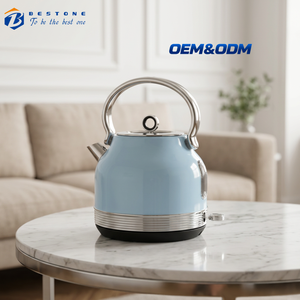 Light Blue Retro Electric <b>Water</b> <b>Kettle</b> 1.7L Stainless Steel <b>Kettle</b> with Removable Filter LED Indicator Dry Boil Protection - Product Image 1