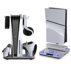 <span class=keywords><strong>Base</strong></span> <span class=keywords><strong>de</strong></span> Refrigeración Multifuncional Vertical con Cargador para Controles, Soporte para Auriculares y Ganchos <span class=keywords><strong>de</strong></span> Almacenamiento para Consola <span class=keywords><strong>PS5</strong></span> Pro/<span class=keywords><strong>PS5</strong></span> Slim/<span class=keywords><strong>PS5</strong></span> - Product Image 1