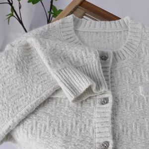 Custom OEM ODM Women's Sweater New Winter Fashion Long Sleeve Knitted Pullovers Striped Tunic Bow Collar Lace Decoration