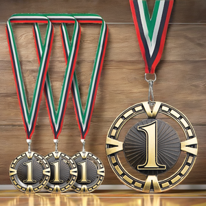 Premi di calcio in metallo moderno 2025 con nastro per <span class=keywords><strong>campioni</strong></span> della lega Design del Logo personalizzato - Product Image 4