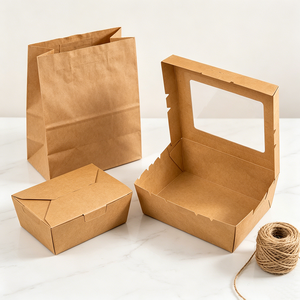Caja de Papel Kraft para Llevar con Ventana, Diseño Personalizado, Biodegradable, para Panadería, Frutas, Ensaladas, <span class=keywords><strong>Sushi</strong></span> - Product Image 3