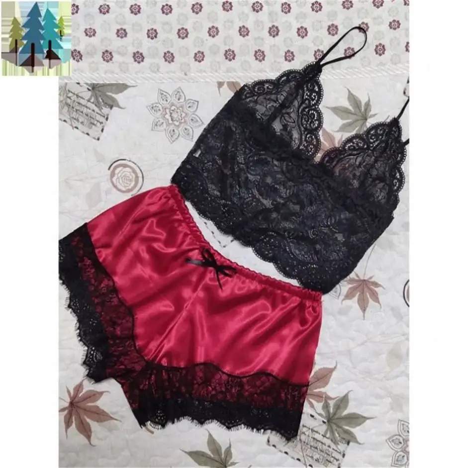 set from china buying agent Hot style sexy lace comfort home ladies pajamas lace two-piece