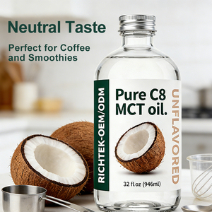 <span class=keywords><strong>Olio</strong></span> MCT C8 Puro Biologico ODM&OEM, Trigliceridi a Catena Media, Grado <span class=keywords><strong>Alimentare</strong></span> 98% <span class=keywords><strong>Cocco</strong></span> Spremuto a Freddo, Certificato GMP - Product Image 5