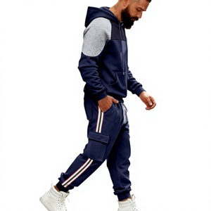 Conjunto Deportivo con Capucha para Hombre LM, 100% Algodón, Color Sólido, Bloques de Color, Manga Larga, Sudadera Informal con Pantalones y Bolsillos Laterales, Ropa de Invierno - Product Image 4