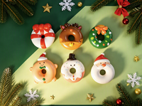 Nouveau Squishy Donut de Noël - Nouvelle Arrivée de Noël Jouet à Presser en PU à Rebond Lent Simulation Alimentaire pour Enfants de 3 à 6 Ans