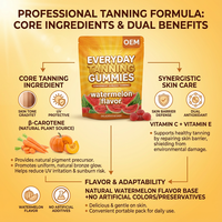 OEM Prix de gros Tan d'été pour adultes Vitamines Suppléments pour la peau Tanning Booster Gummies Candy Private Label Tan