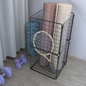 Cesta de almacenamiento de acero inoxidable con asa rectangular, ahorra espacio, para colchoneta de yoga, equipo de gimnasio, rodillo de espuma, organización y ordenación - Product Image 1