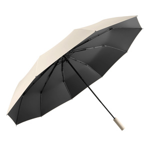 <b>Automatic</b> <b>Umbrella</b> 12-Ribbed Black Forest Color Sun And Rain Protection Folding Promotional <b>Umbrella</b> With Printed Logo - Product Image 1