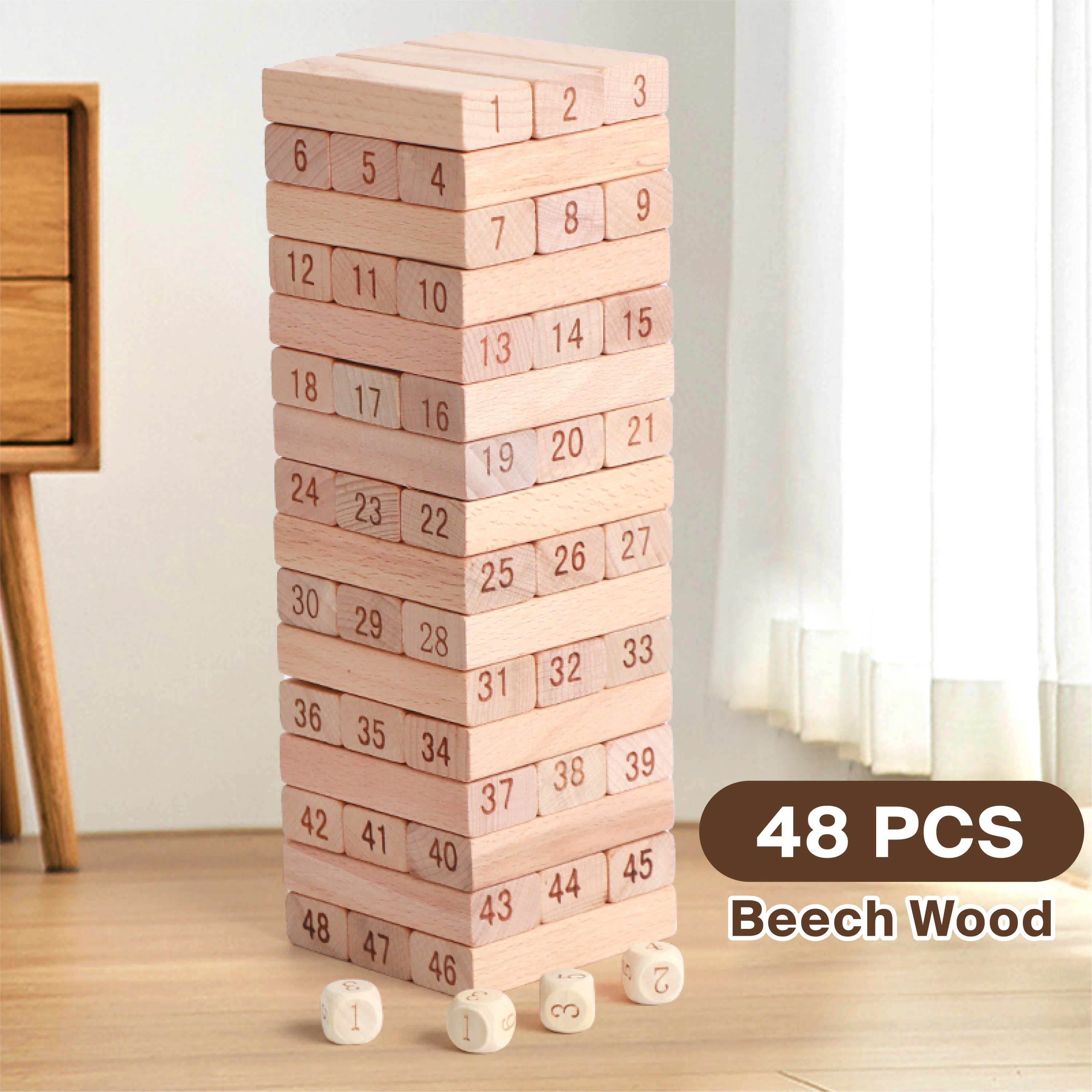 48 pièces en bois de hêtre
