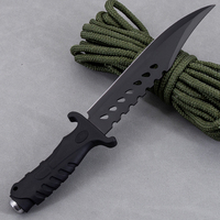 Couteau à Lame Fixe Tactique Noir pour Survie, Camping, Randonnée, en Acier Inoxydable, Bord Dentelé, Qualité Industrielle, Manche Zinc/Caoutchouc OEM