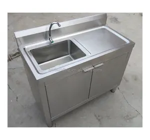 工厂价格厨房工作台304SUS不锈钢户外厨房水槽集成柜式地板水槽厨房带水槽