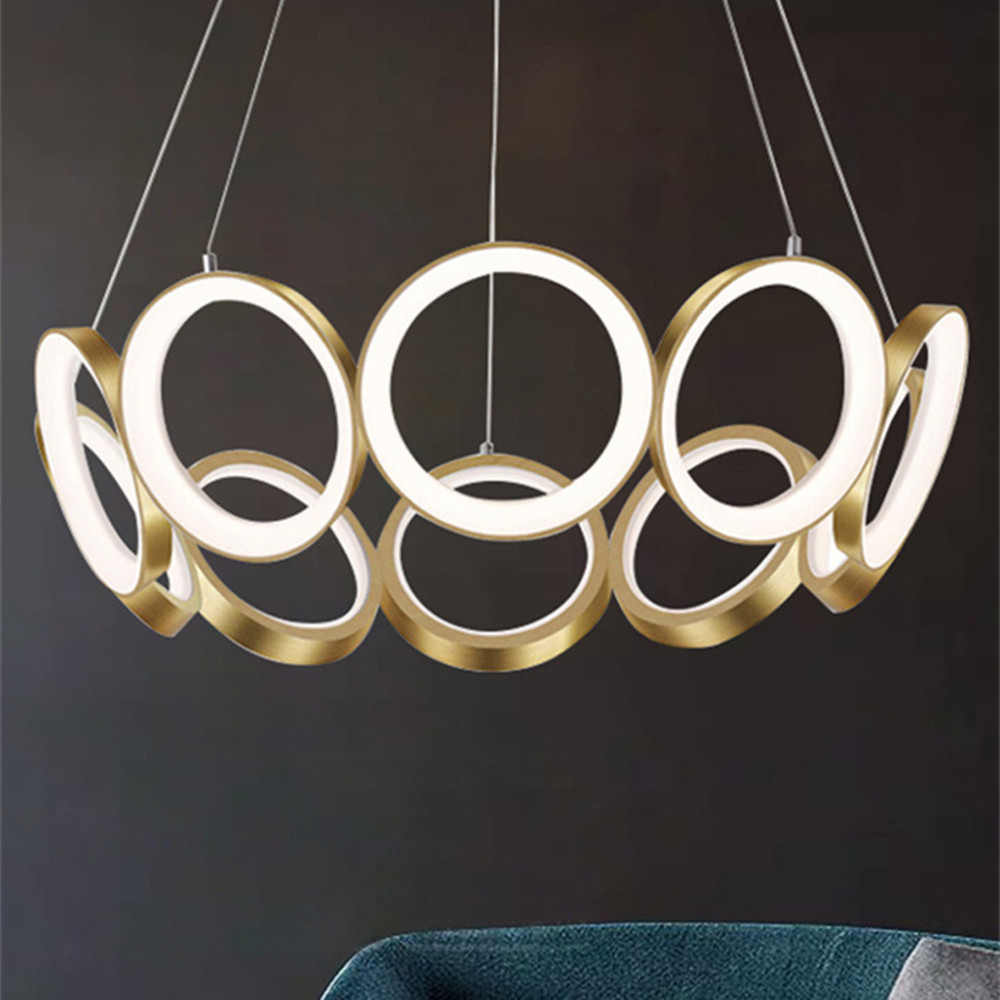 Modern Luxury Pendant Light Gold Hanging Light Livingroom Originality Circle Led Ring Chandelier · image 3