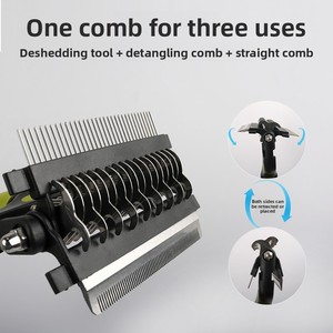 Peine Multifuncional para Mascotas, Desenreda y Elimina el Pelo Suelto, para Perros y Gatos, Hecho en China, Material de Metal, Plástico y TPR - Product Image 3