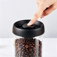 Pot de conservation moderne en verre borosilicate transparent avec couvercle sous vide anti-air pour aliments, céréales et grains de café