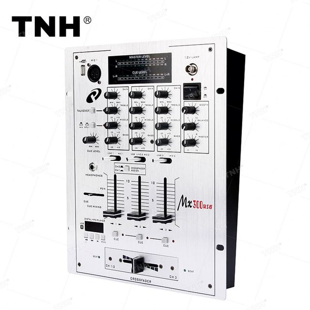 TNH MX300 USB Professional 3-Channel Digital Audio DJ Mixer with BPM Counter and VCA Control DJ Mixer Console for Bar Party