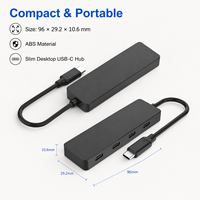 Hub USB-C 4-en-1, 4 ports, 10 Gbps, USB 3.2 Gen2, haute vitesse, adaptateur Type-C, ABS, portable, extension pour ordinateurs portables, en stock