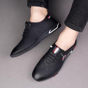 Egaoaitz Chaussures en cuir décontractées pour hommes, bout rond, à lacets, semelle en caoutchouc antidérapante, chaussures bateau à la mode pour l'automne - Product Image 4