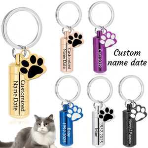 Kedatangan Baru Gantungan Kunci Abu Hewan Peliharaan Unisex Motif Cakar Bahan Stainless Steel, Dapat Diukir Sesuai Pesanan, Kenang-kenangan Memorial, Tempat Rambut - Product Image 2