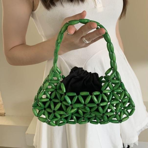 Borsa a tracolla da donna 2025 alla moda Casual in legno con perline borsa  pochette con motivo a caramella all'ingrosso