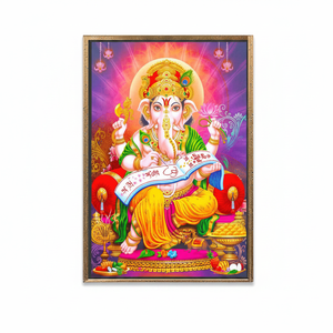 Lord Ganesha Hindu God Printed <b>Canvas</b> Wall Art: Indian Decor Gift,GOLD <b>FRAMED</b> <b>CANVAS</b> - Product Image 2