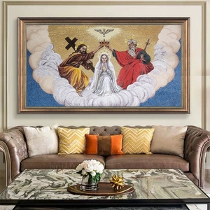 Customized Glass 3D Wall Mural Religious Byzantine Western Art Jesus Christ Portrait Painting for Pool & Outdoor Use - Product Image 1