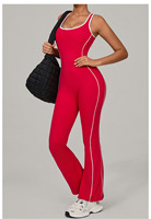 Nouvel ensemble de sport pour femme à col en U, combinaison de yoga à dos évidé, justaucorps une pièce pour la gym, le fitness et la course à pied