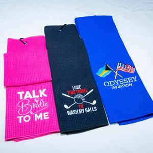 Serviette de golf gaufrée en microfibre à trois plis avec logo brodé, séchage rapide, ensemble deux pièces pour adulte, Wuxi Ivy Textile, meilleures ventes - Product Image 4