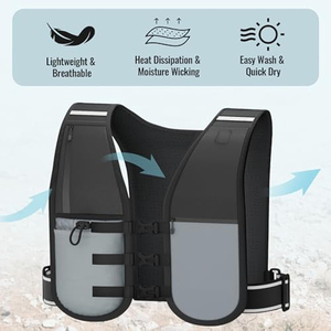 Running Vest with Water <strong>Bottle</strong>, Lightweight and Reflective Running <strong>Phone</strong> <strong>Holder</strong> Vest, Breathable Hydration Running Vest